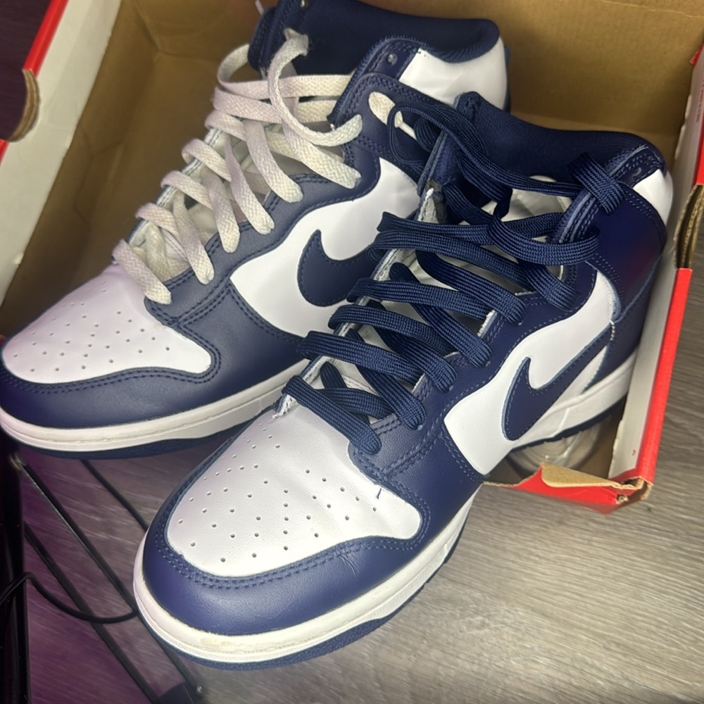 Nike Dunk Hi Retro Midnight Navy and White